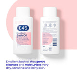 E45 Emollient Bath Oil For Dry Sensitive Skin 500ml - British product