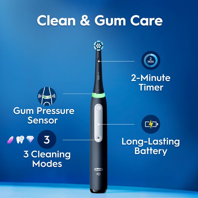 Oral-B iO3 Black electric toothbrush with travel case, imported from the UK