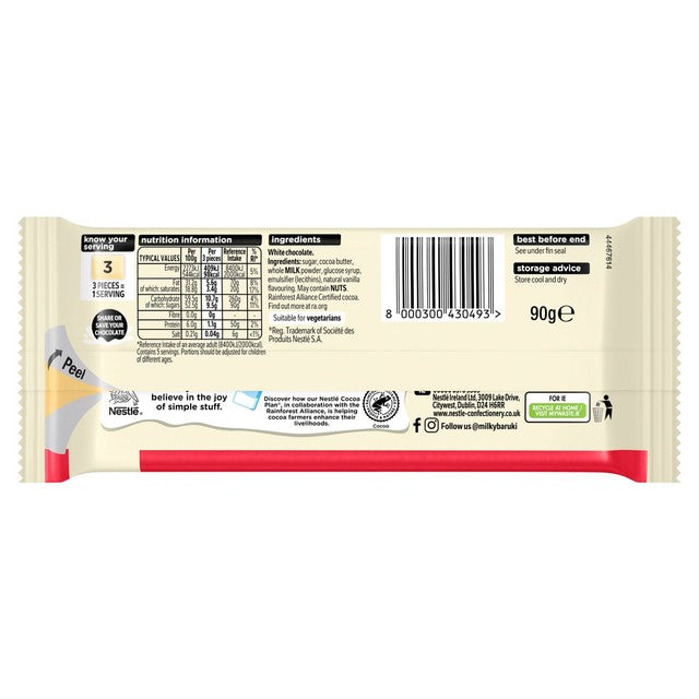 Milkybar white chocolate sharing bar 90g, imported from the UK