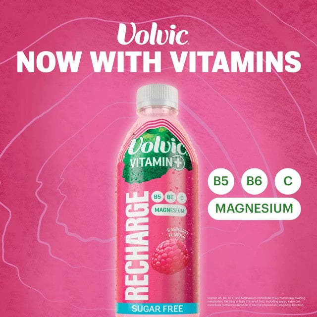 Volvic Recharge raspberry flavoured water, imported from the UK