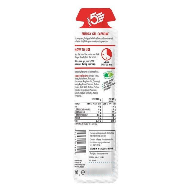 HIGH5 Energy Gel Raspberry with Caffeine 40g, UK version