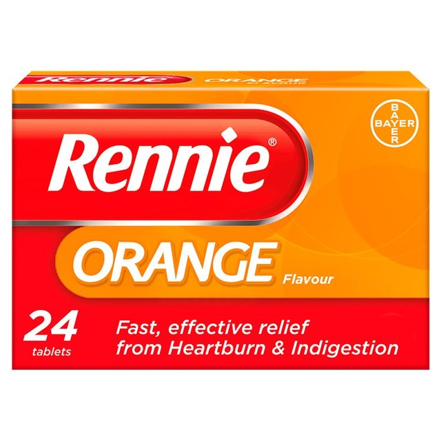 Rennie Orange heartburn and indigestion relief tablets 24 tablets, imported from the UK