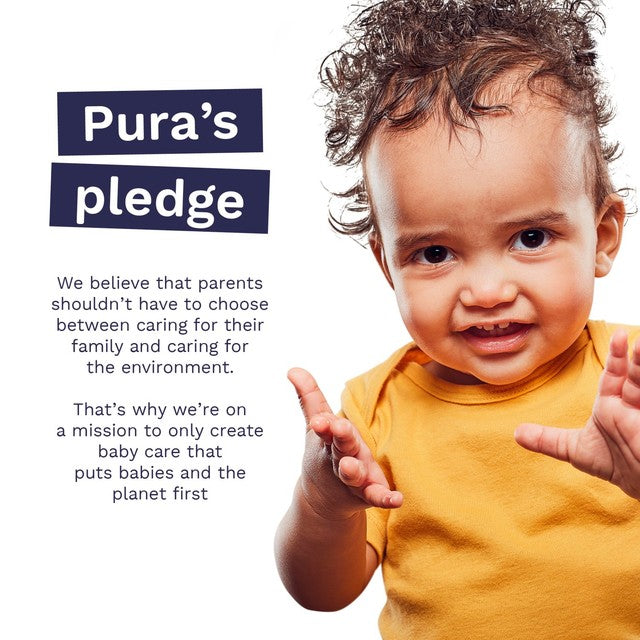 Pura plastic free flushable baby wipes 12 x 60 packs, imported from the UK