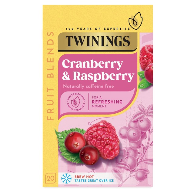 Twinings Cranberry & Raspberry fruit infusion tea 20 tea bags (British brand)