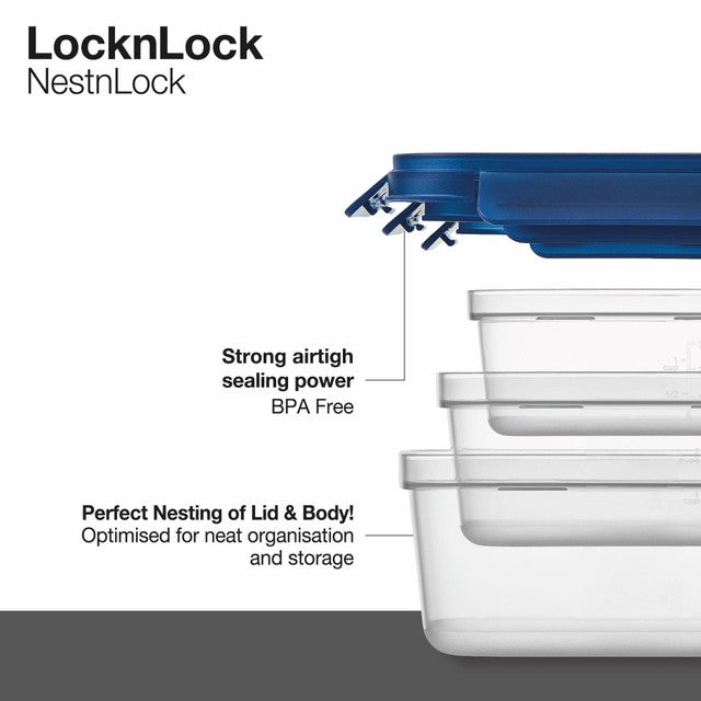LocknLock blue food storage containers 3pc set, UK version