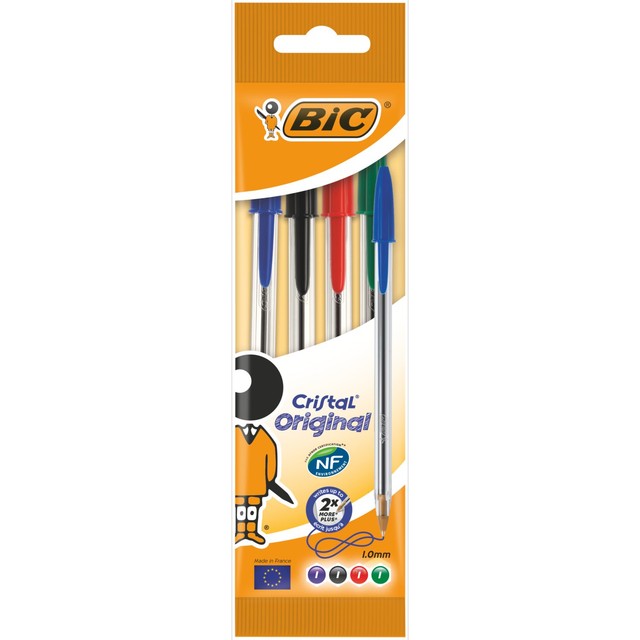 BIC Cristal Original ballpoint pens assorted colors box of 4 - British product