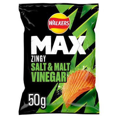 Sainsburys Walkers Max Zingy Salt Malt Vinegar Crisps 50g- Buy online at McGrocer