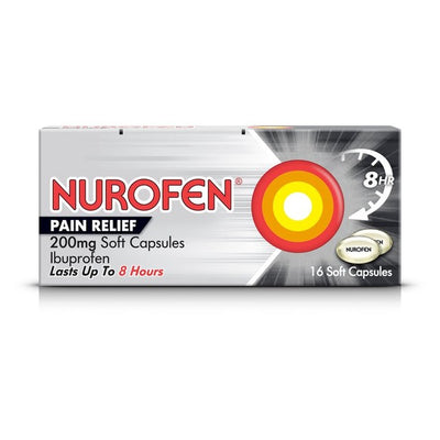Nurofen Ibuprofen Smertelindring Myke Kapsler 16 per pakke