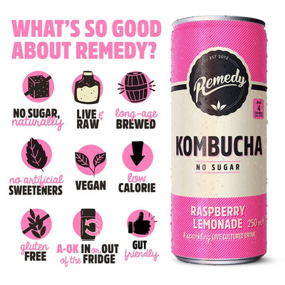 Remedy Kombucha Bringebær Lemonade Multipack 4 x 330ml