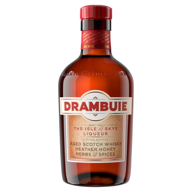 Drambuie honeyed Scotch whisky liqueur in glass bottle - British product