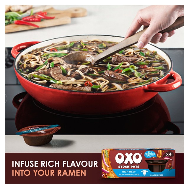 Oxo Reduced Salt Beef Stock Pots 4 x 20g, imported from the UK
