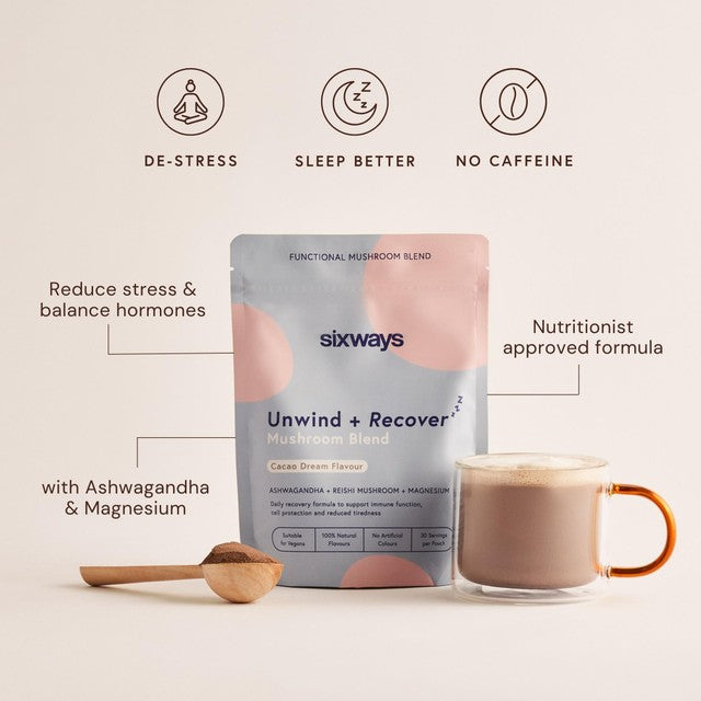 Sixways Unwind and Recover Cacoa Flavour Sleep Drink 150g (British brand)