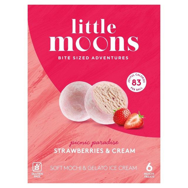 Little Moons Mochi Ice Cream Strawberries and Cream 6x32g, UK version