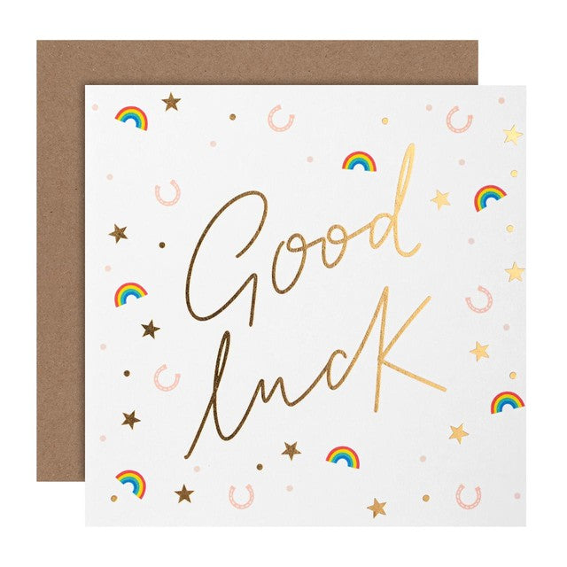M&S good luck card metallic foil 15cm (British brand)