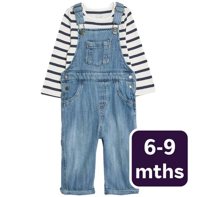 M&S Jeans Latzug-Set Dunkelblau Baby-Outfit 6-9 Monate