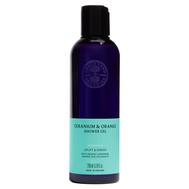 Neal's Yard geranium & orange shower gel 200ml, imported from the UK