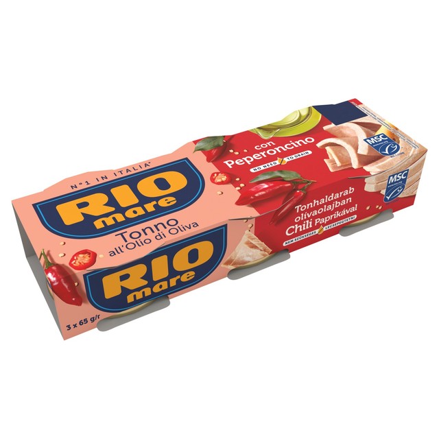 Rio Mare canned tuna with chilli 3 x 65g, imported from the UK