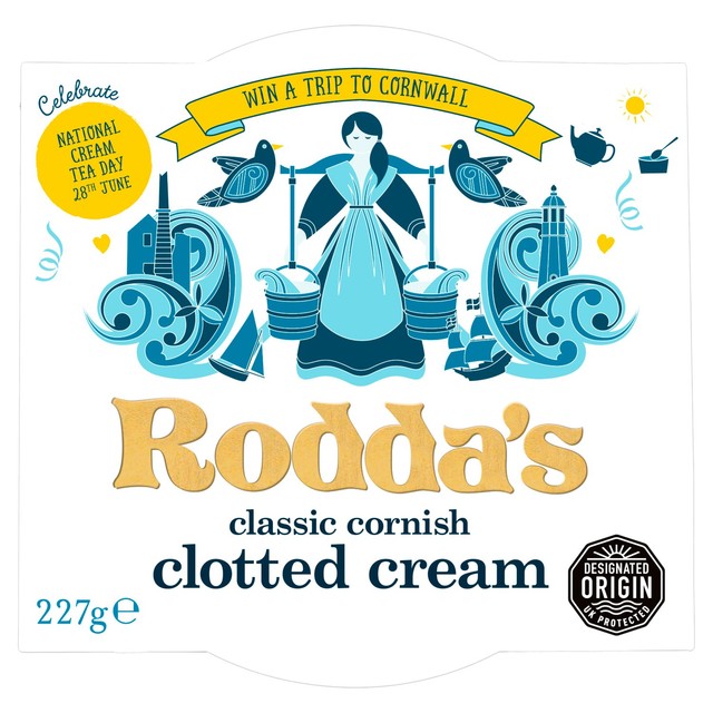 Crema cuajada de Cornualles Rodda's 227 g, importada del Reino Unido.