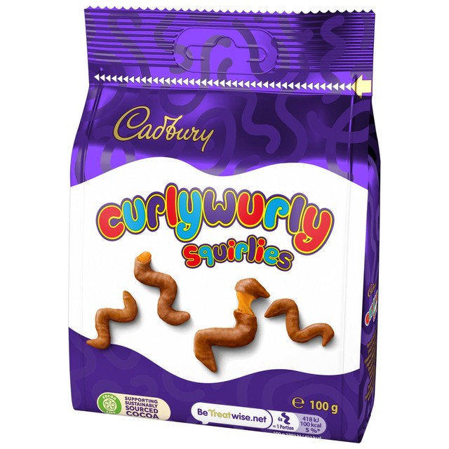 Cadbury Curly Wurly Squirlies milk chocolate with caramel centre 100g - British product