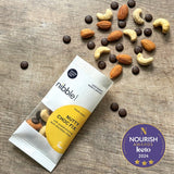 Nibble Simply Nutty Choc Fix trail mix 32g, imported from the UK