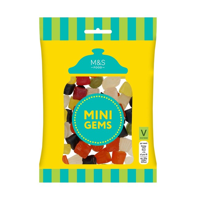 M&S Mini Gems fruit flavour gums 180g, imported from the UK