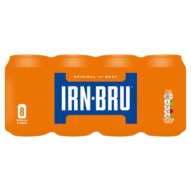 Irn-Bru original flavoured soft drink 8 x 330ml cans, UK version