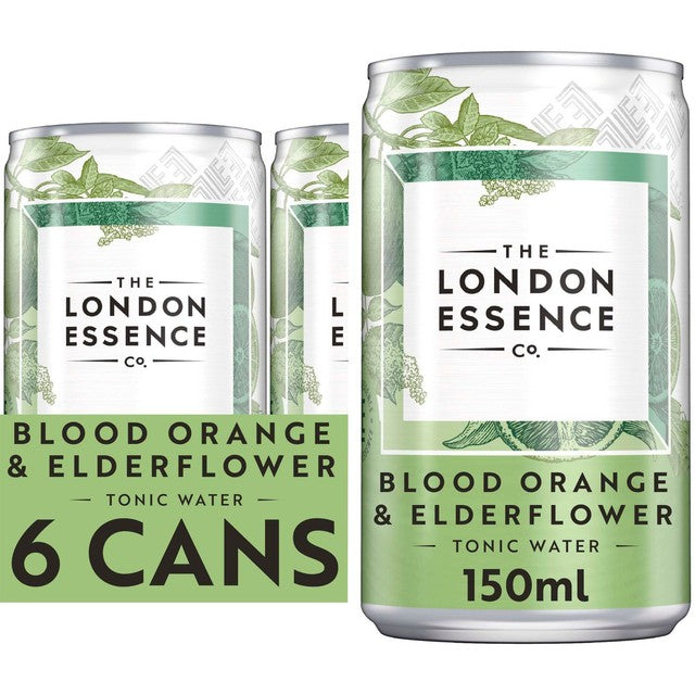 London Essence blood orange elderflower tonic water cans 6x150ml, UK version
