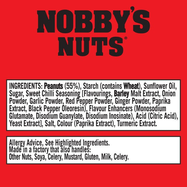 Nobby's Nuts sweet chilli coated peanuts 40g, imported from the UK