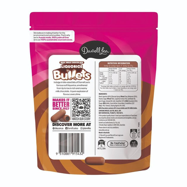 Darrell Lea milk chocolate raspberry bullets 204g - British product