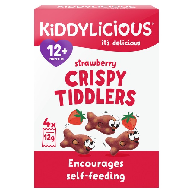 Kiddylicious Crispy Tiddlers snack Strawberry 4 pack, UK version