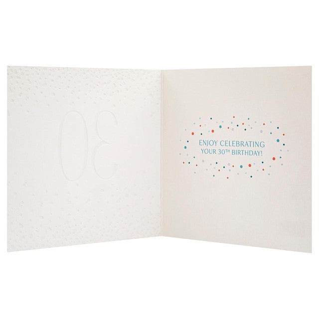 M&S 30th birthday card 15cm x 15cm, imported from the UK