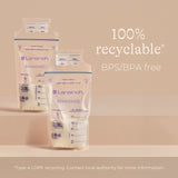 Lansinoh breastmilk storage bags with double zipper seal, UK version