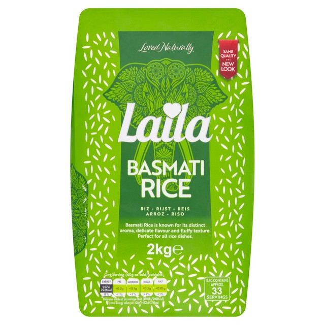 Laila Basmati Rice 2kg, UK version
