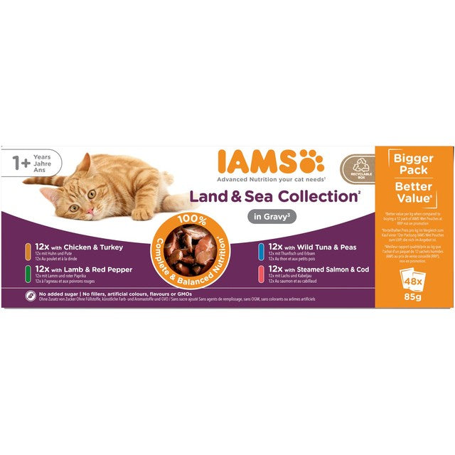 Iams wet cat food Land & Sea Collection 48 x 85g, UK version
