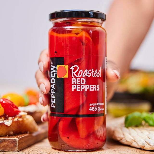 Peppadew Roasted Red Peppers 465g, imported from the UK