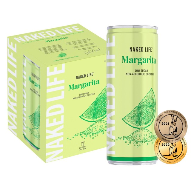 Naked Life Margarita alcohol-free cocktail 4 x 250ml, imported from the UK