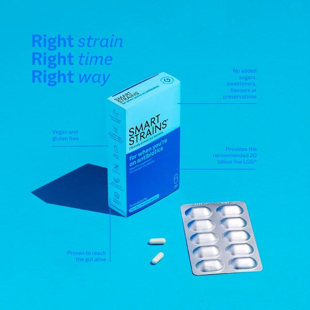 Smart Strains probiotic capsules for antibiotics 30 capsules (British brand)