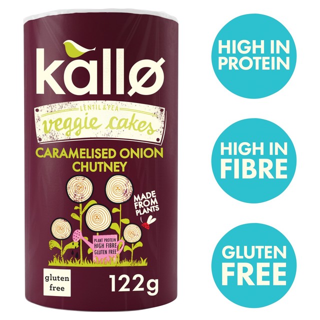Kallo vegan lentil cakes caramelised onion 122g, UK version