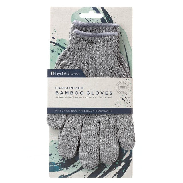 Hydrea London Bamboo Carbonised Exfoliating Shower Gloves, UK version