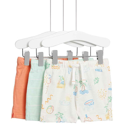 M&S 3er-Pack reine Baumwollshorts, gemustert, für Kleinkinder, 0-3 Monate