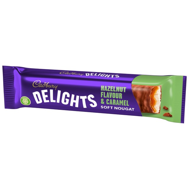 Cadbury Delights hazelnut nougat caramel chocolate bars 5x22g - British product