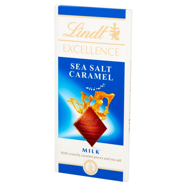 Lindt milk chocolate bar caramel & sea salt 100g, UK version