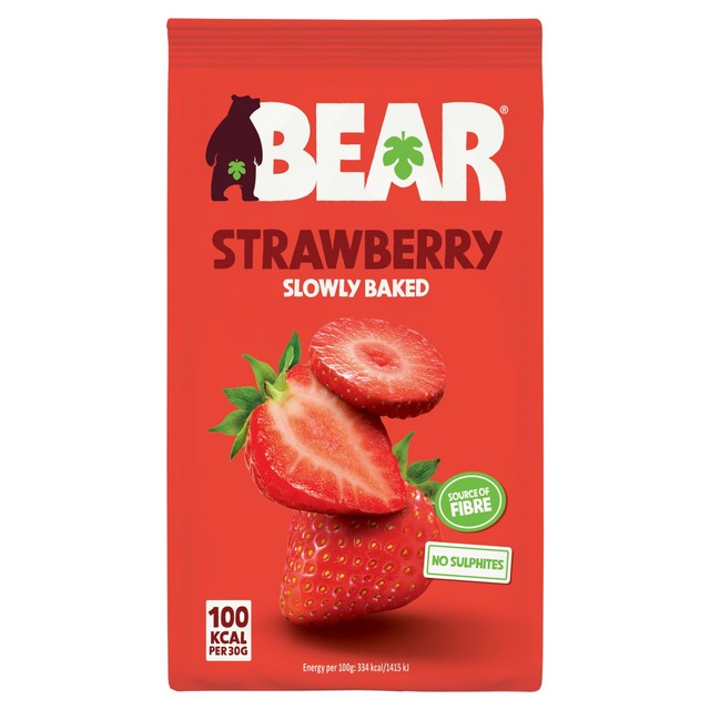 Bear gently baked strawberries dried fruit snack 90g - British product