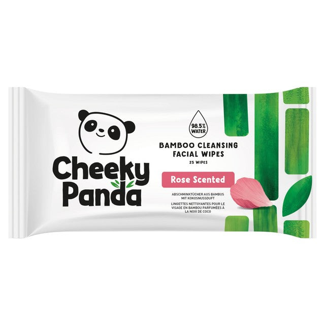 The Cheeky Panda bamboo facial cleansing wipes rose scented (British brand)