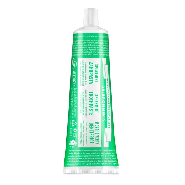 Dr Bronner spearmint toothpaste 105ml - British product