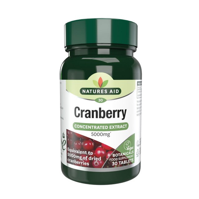 Natures Aid cranberry supplement tablets 5000mg, imported from the UK