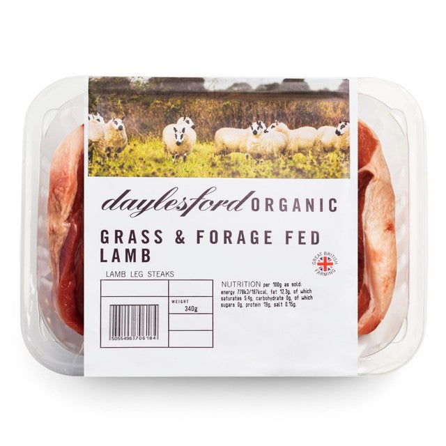 Daylesford Organic lamb leg steak 340g - British product