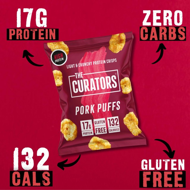 The Curators Smoky Bacon Pork Puffs 25g - British product