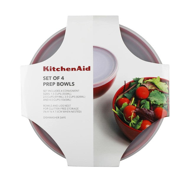 KitchenAid Universal Prep Bowl Set Red 4 Piece, UK version