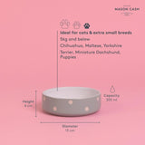 Mason Cash Polka Dot Sage pet bowl 13cm, imported from the UK